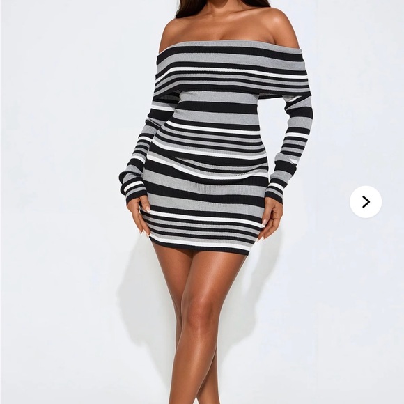 Fashion Nova Dresses & Skirts - Striped Off-Shoulder Dress